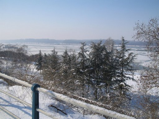Danube river, frozen in winter